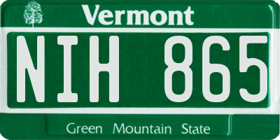 VT license plate NIH865