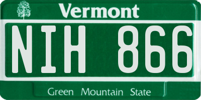 VT license plate NIH866