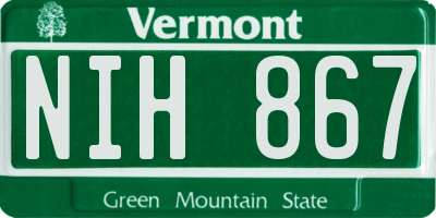 VT license plate NIH867