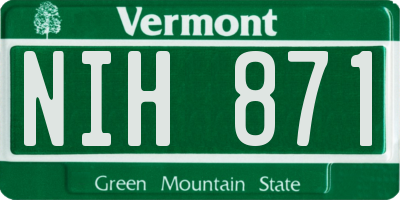 VT license plate NIH871