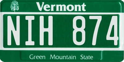 VT license plate NIH874