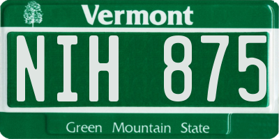 VT license plate NIH875