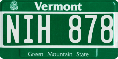 VT license plate NIH878