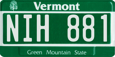 VT license plate NIH881