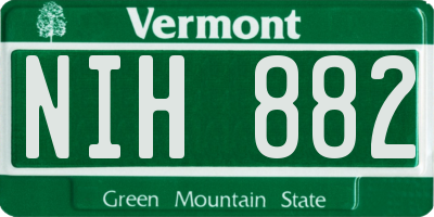 VT license plate NIH882