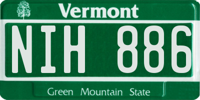 VT license plate NIH886