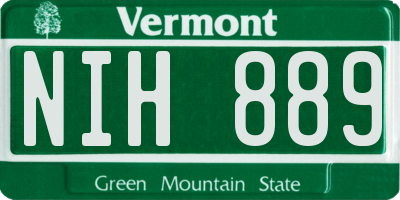 VT license plate NIH889