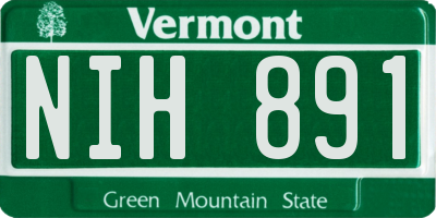 VT license plate NIH891