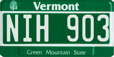 VT license plate NIH903