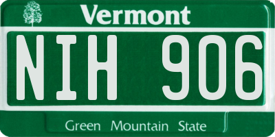 VT license plate NIH906