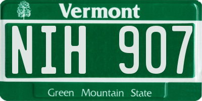 VT license plate NIH907