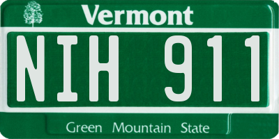 VT license plate NIH911