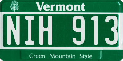 VT license plate NIH913
