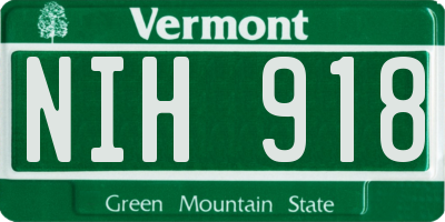 VT license plate NIH918