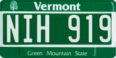 VT license plate NIH919