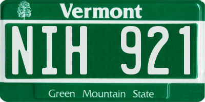 VT license plate NIH921
