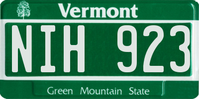 VT license plate NIH923
