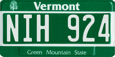 VT license plate NIH924