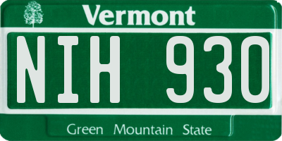 VT license plate NIH930