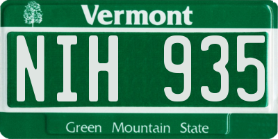 VT license plate NIH935