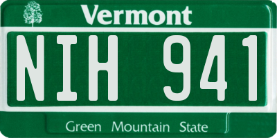 VT license plate NIH941