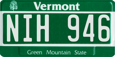 VT license plate NIH946