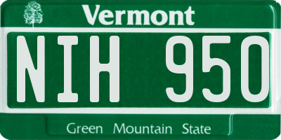 VT license plate NIH950