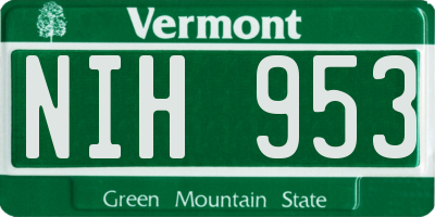 VT license plate NIH953