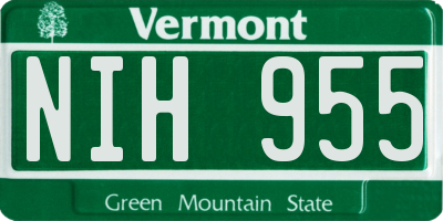 VT license plate NIH955