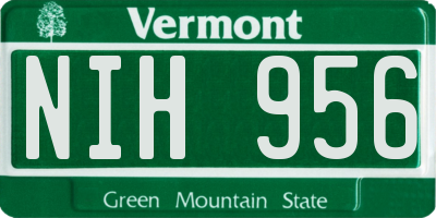 VT license plate NIH956