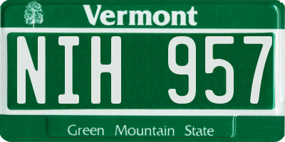 VT license plate NIH957