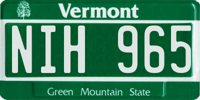VT license plate NIH965