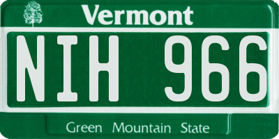 VT license plate NIH966