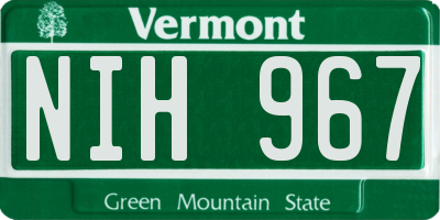 VT license plate NIH967