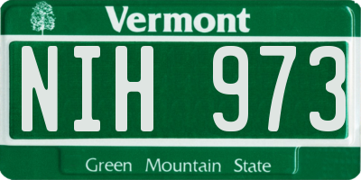 VT license plate NIH973