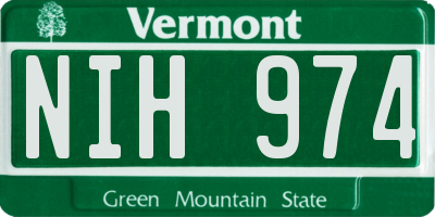 VT license plate NIH974