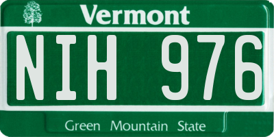 VT license plate NIH976