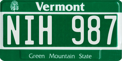 VT license plate NIH987