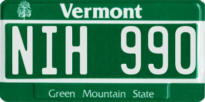 VT license plate NIH990