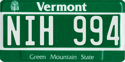 VT license plate NIH994