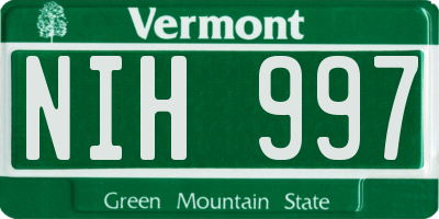 VT license plate NIH997