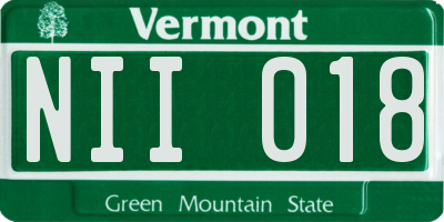 VT license plate NII018