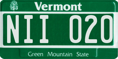 VT license plate NII020
