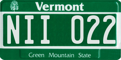 VT license plate NII022