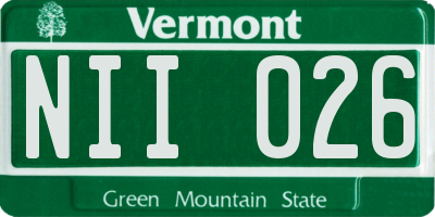 VT license plate NII026