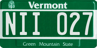 VT license plate NII027
