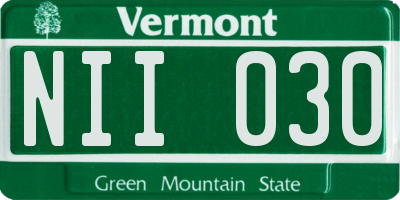 VT license plate NII030