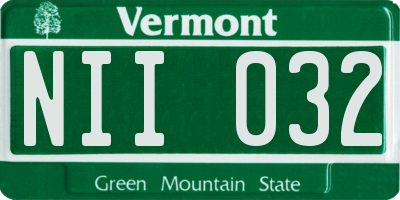 VT license plate NII032