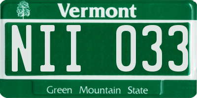 VT license plate NII033
