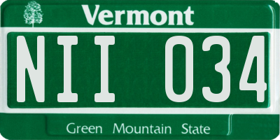 VT license plate NII034